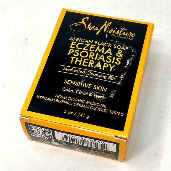 NEW ~ Shea Moisture African Black Soap Eczema & Psoriasis Therapy Bar Soap 5oz - Picture 3 of 4